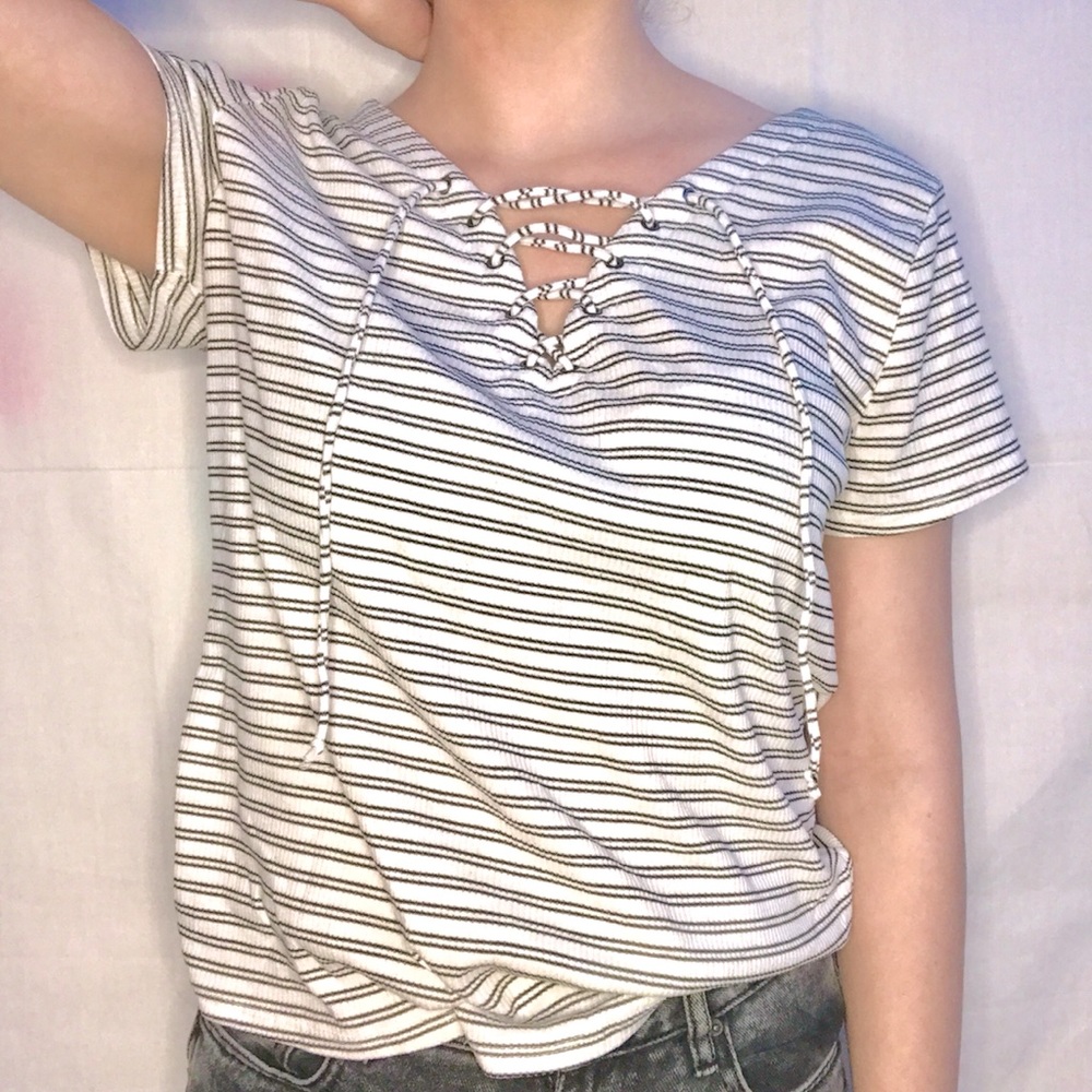 White & black striped shirt